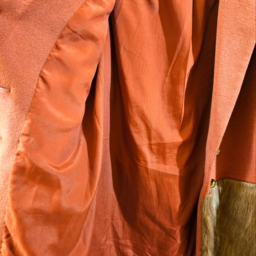 Anthropologie Keepsake Wool and Faux Fur Coat - X-Large Reddish Orange - Picture 9 of 15
